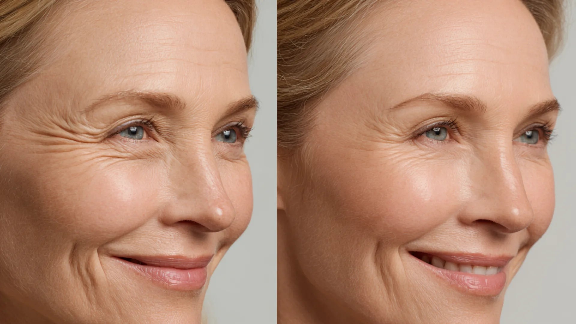 Visual comparison of eye wrinkles before and after Botox.