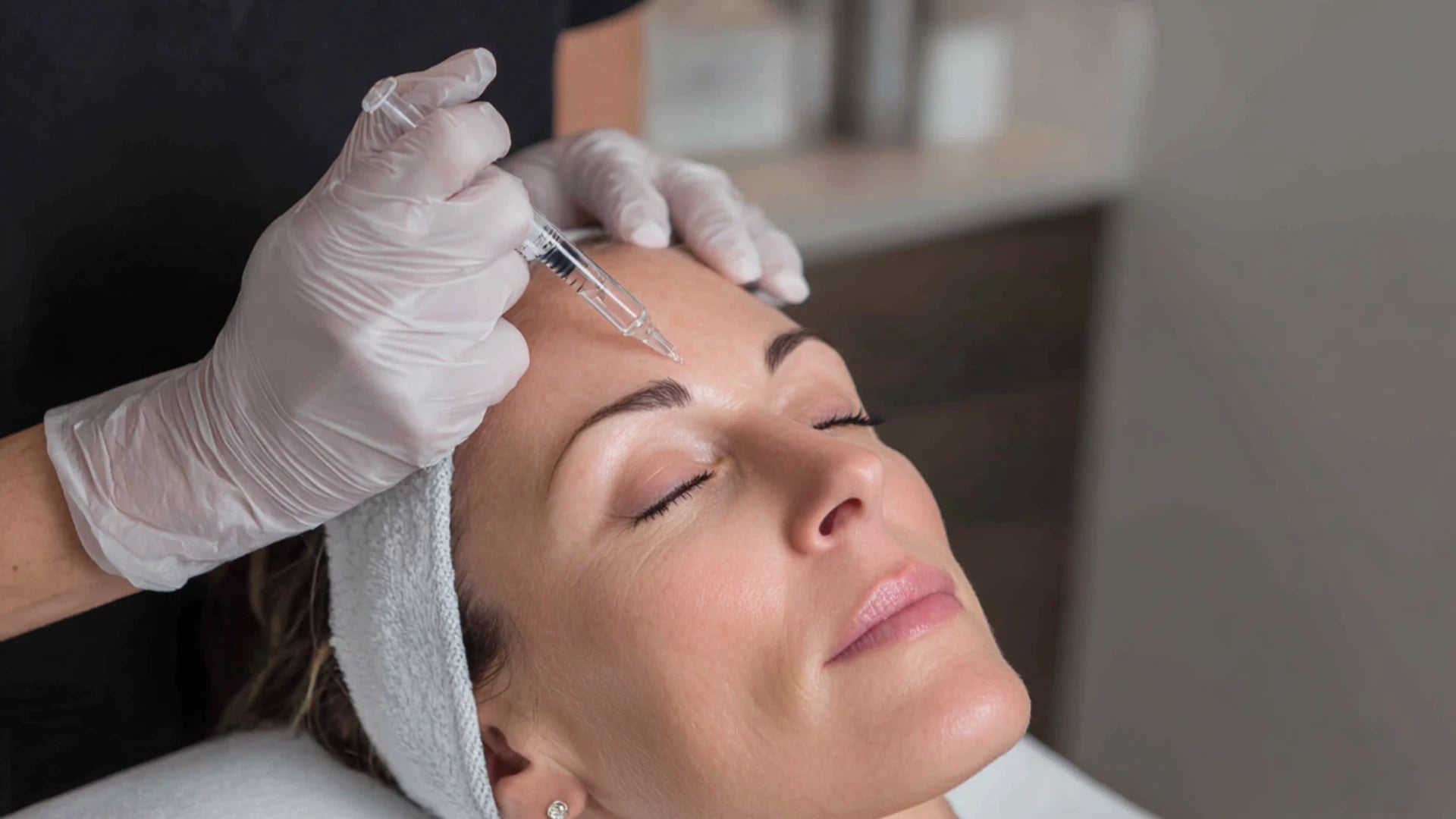 Medical provider applying exosome serum post-microneedling.