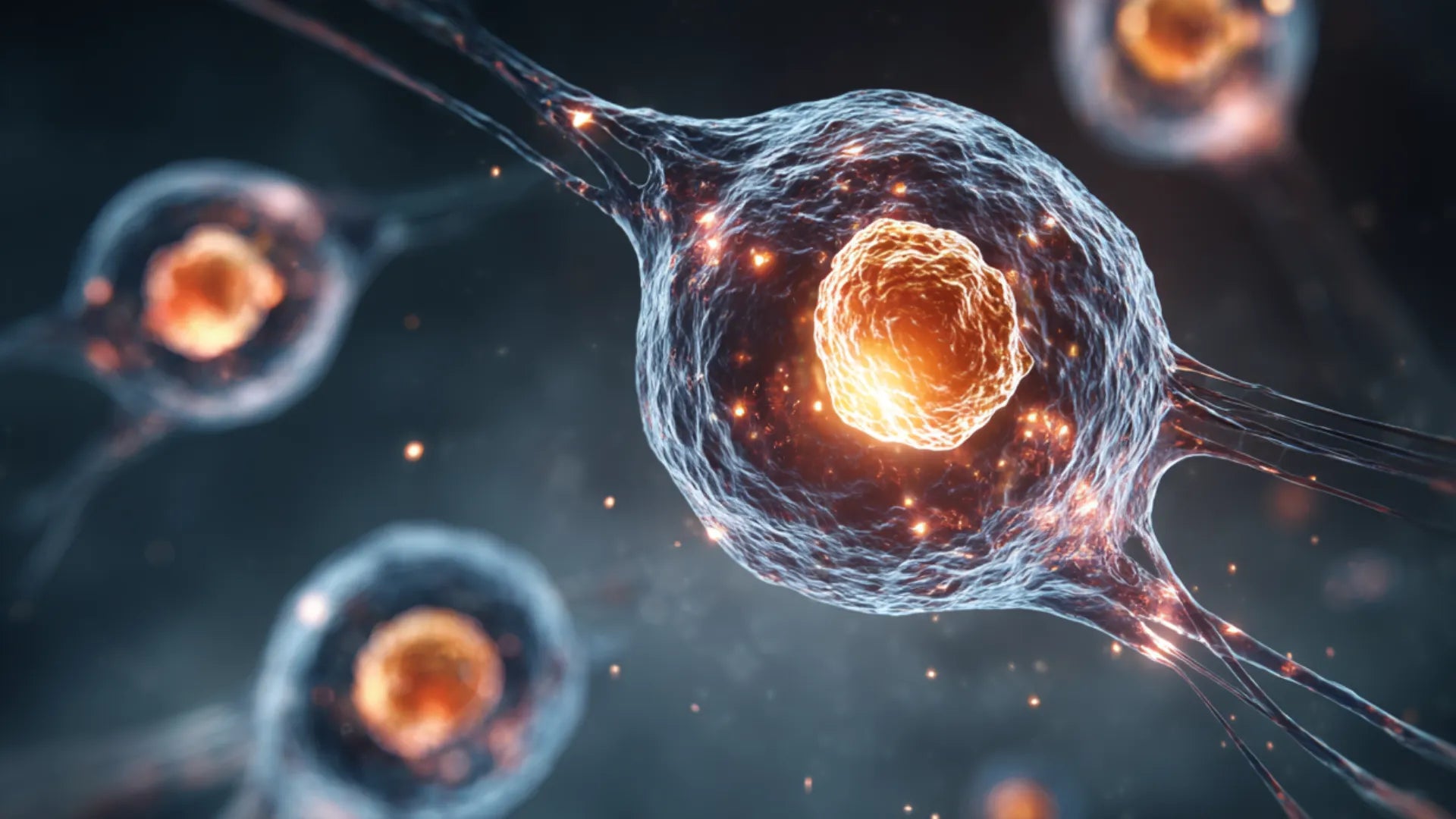 Visualization of regenerative medicine using cells and exosomes to repair tissue.