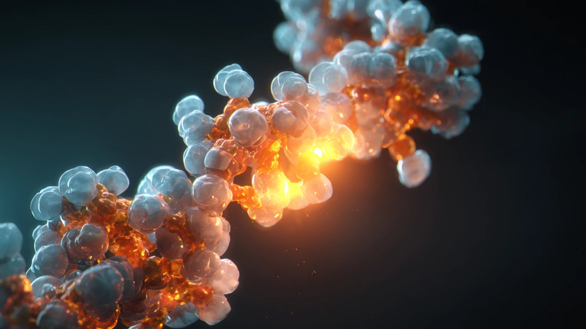 Scientific illustration of semaglutide peptide binding to GLP-1 receptor in cell membrane.